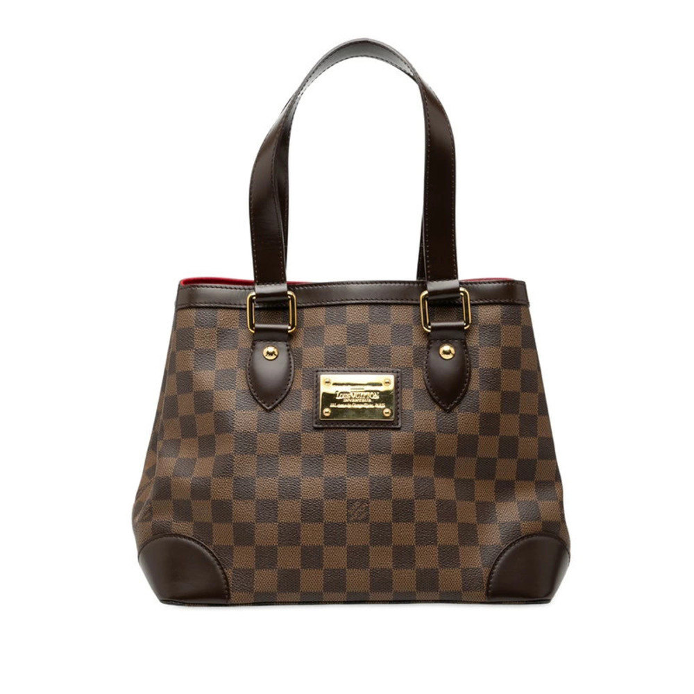 Louis Vuitton Damier Hampstead Handbag Tote Bag Brown Leather